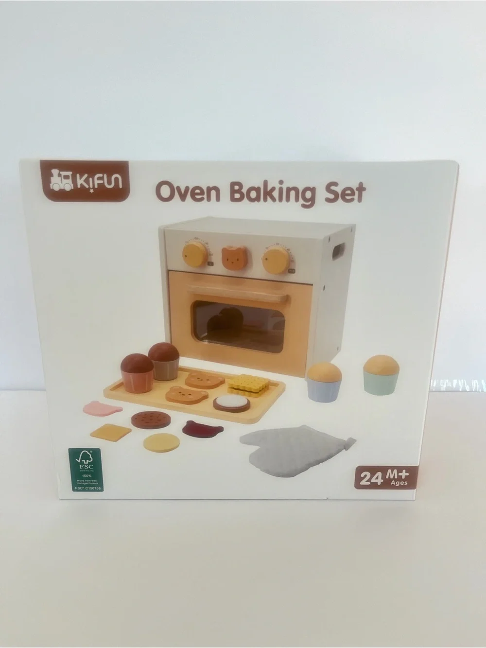 Wooden Oven Baking Set - Cream & Tan Kids Learning Toy